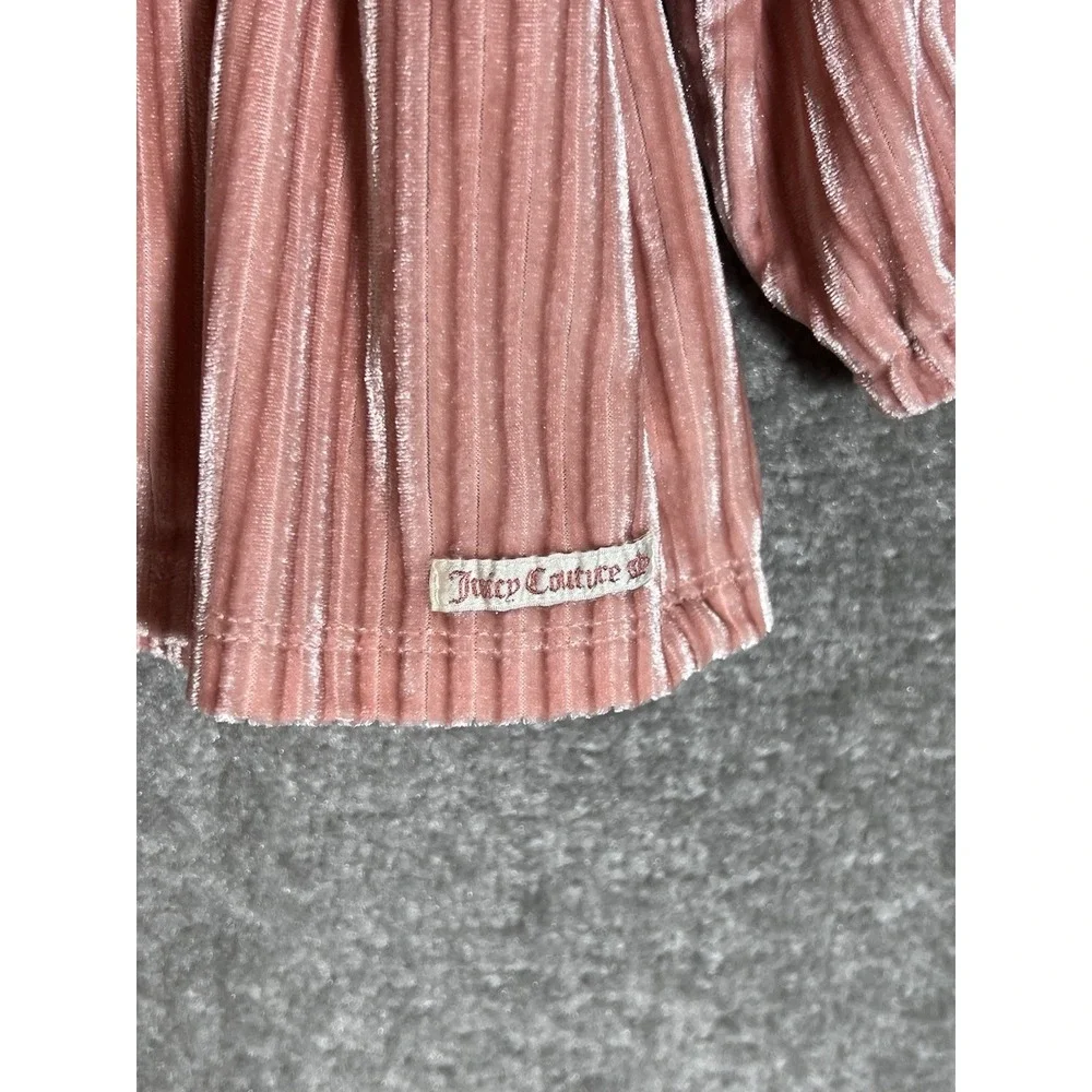 Juicy Couture‎ Velvet Dress Baby Girl 3/6 Months Pink Ribbed Ruffle Keyhole